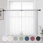 Short Sheer Curtains 30 Inches 2 Panels Set, Kitchen Curtains Tiers Light by OWENIE