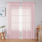 Simplebrand Blush Red Sheer Curtains 90 Inches Long 2 Panels, Light Filtering by Simplebrand