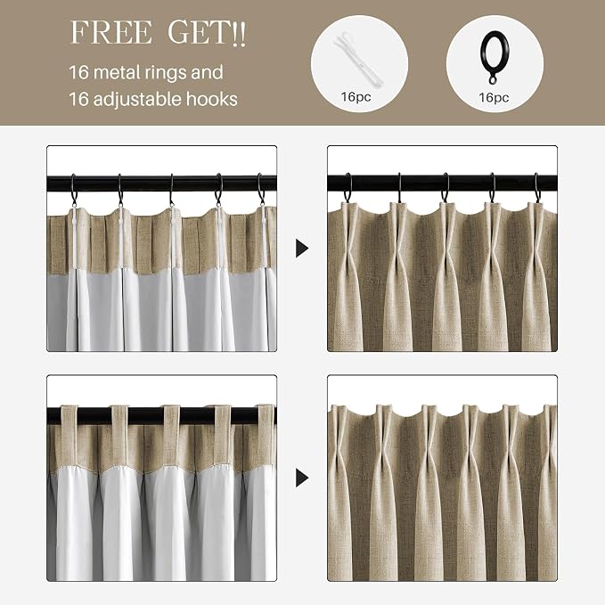 AUSSPVOCT Pinch Pleated 90 Inch Linen Curtains 100% Blackout - Image 7