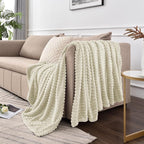 BEDELITE 3D Ribbed Jacquard Beige King Size Blankets - Image 6