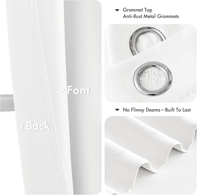 MIULEE Blackout Curtains for Bedroom 2 Panels 40 x 63 Inch Long Pure White | - Image 4