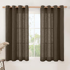 Semi Sheer Linen Curtains 45 Inches Long, Linen Textured Light Filtering Panels by LAMIT