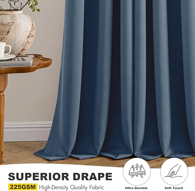 MIULEE Blackout Curtains for Bedroom 2 Panels 29 x 40 Inch Long Stone Blue | - Image 5