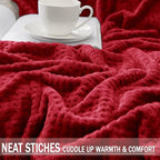 Exclusivo Mezcla Soft Waffle Fleece Bed Blanket Twin XL Size, Deep Red | - Image 6