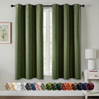 MIULEE Blackout Curtains for Bedroom 2 Panels 34 x 63 Inch Long Olive Green | by MIULEE