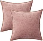 MIULEE Decorative Euro Sham Pillow Covers 24x24 Inch Blush Pink 2 Pack | - Image 6