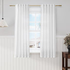 White Linen Curtains for Living Room 60 inch Length Light Filtering Semi Sheer by Nanspring