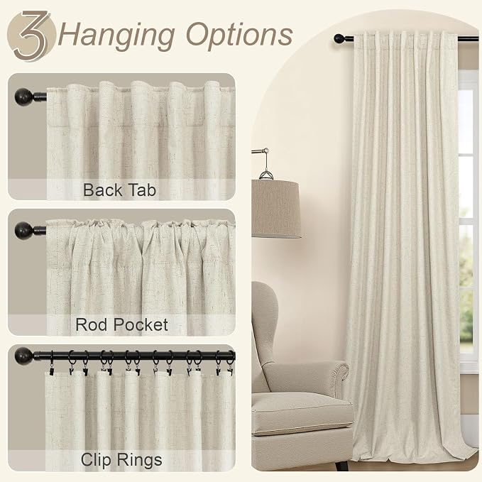 Pitalk 80 Inch Curtains 2 Panel Set Linen Blackout Curtains - Image 5
