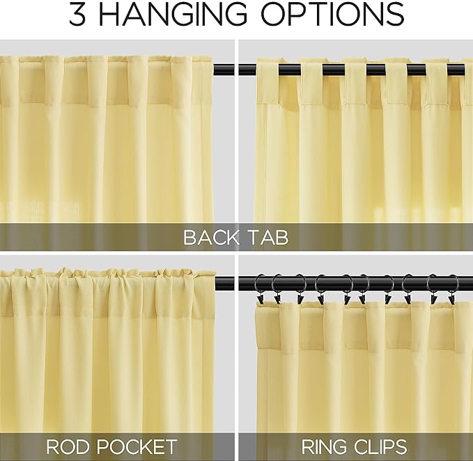 Yellow Linen Curtains 80 Inches Long - Image 3