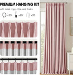 MIULEE Pink Pinch Pleated 100% Blackout Linen Curtains 40x96 Inches | Room - Image 8
