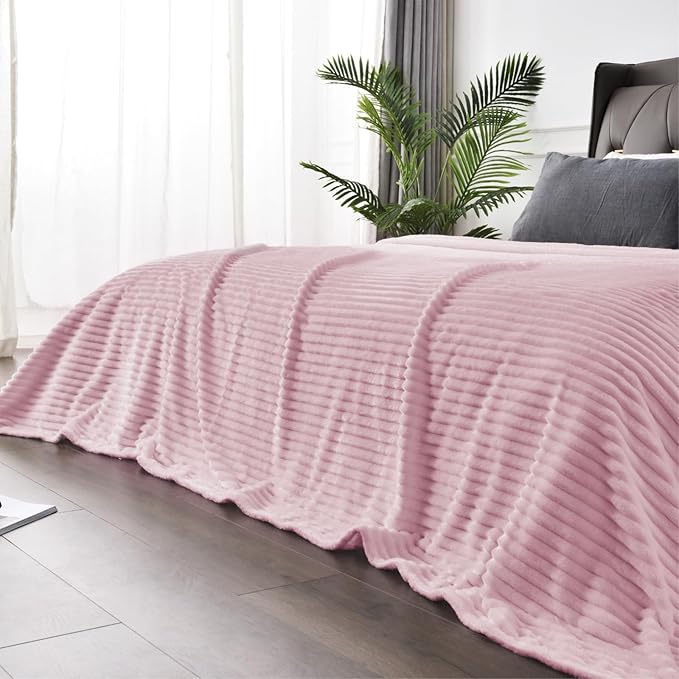 BEDELITE 3D Ribbed Cherry Blossom Fleece Twin Blanket - Image 5