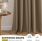 MIULEE Blackout Curtains for Bedroom 2 Panels 40 x 45 Inch Long Khaki | Thermal - Image 5