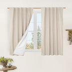 Natural 100% Blackout Linen Curtains 54 Inches by LAMIT