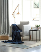 KMUSET Fleece Blanket Twin Size Navy Lightweight Throw Blanket Super Soft Cozy - Image 4