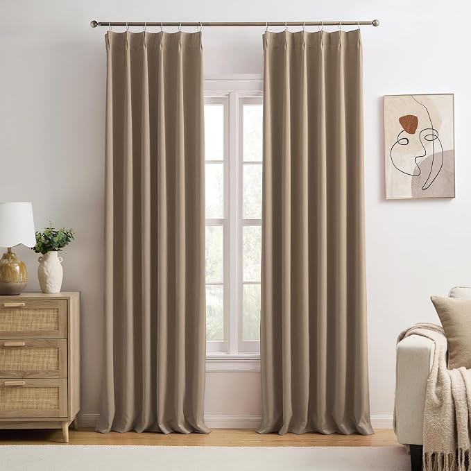 Cappuccino Blackout Curtains 156 Inches Long 13 feet Tall, Extra Long Pinch by KEQIAOSUOCAI