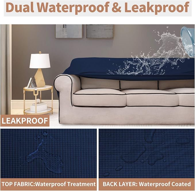 Easy-Going Waterproof Loveseat Couch Cover Stretch Jacquard Sofa Cover | Dual - Image 3