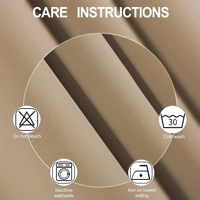 Natural Thermal Blackout Curtains/52 x 45 Inch/Set of 2 Panels Room Darkening - Image 4