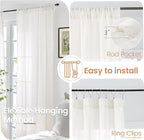 BGment Linen Cafe Curtains 30X30 Inch Length, Small Semi Sheer Drapes | - Image 6