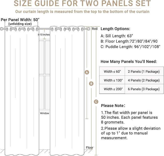 100% Blackout Linen Textured Curtains 90 Inch Long, Oatmeal | 100% Blackout - Image 8