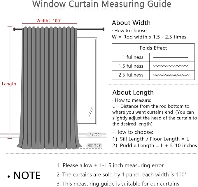 MYSKY HOME Linen Curtains 95 Inches Long - Image 6