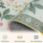 RELEANY Floral Washable 5x7 Area Rugs Beige/Green | Flower Carpet Print Boho - Image 3