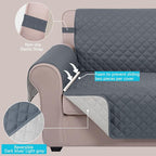 U-NICE HOME Large Sofa Cover Reversible Couch Cover, Dark Blue/Light Grey | - Image 3