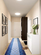 9 Ft Blue Hallway Runner Rug, Custom Size, Non Slip Washable, Pet Friendly | - Image 3