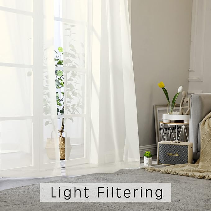 Short Sheer Curtains 36 Inches 2 Panels Set - Image 2