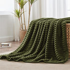 BEDELITE Striped Fleece Throw Blanket, Olive Green, Soft Cozy, Lightweight Warm - Image 7