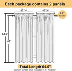 Dusty Blue Sheer Curtains 63 Inch Length 2 Panels, Light Filtering Voile - Image 3