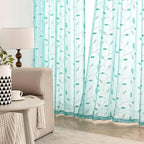 MIULEE Turquoise Sheer Curtains 2 Panels Leaf Patterned, W52 x L63 | - Image 3