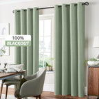 Yakamok 90 Inch Light Sage Green Linen Texture Curtains - Image 7