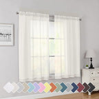 Simplebrand Rod Pocket Top Solid Voile Sheer Curtains by Simplebrand