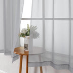 Light Grey Sheer Curtains 63 Inch Length 2 Panels, Light Filtering Solid Voile - Image 3