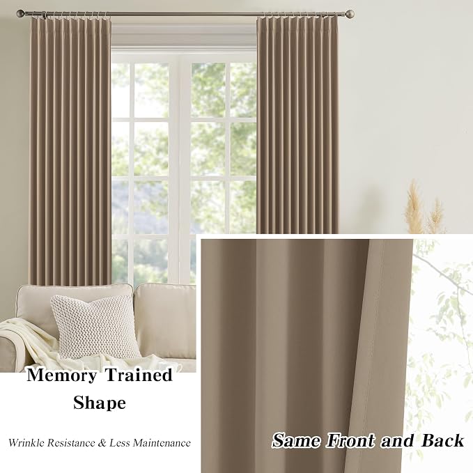 Pinch Pleated Blackout Curtains 96 Inch Long 2 Panels - Image 6