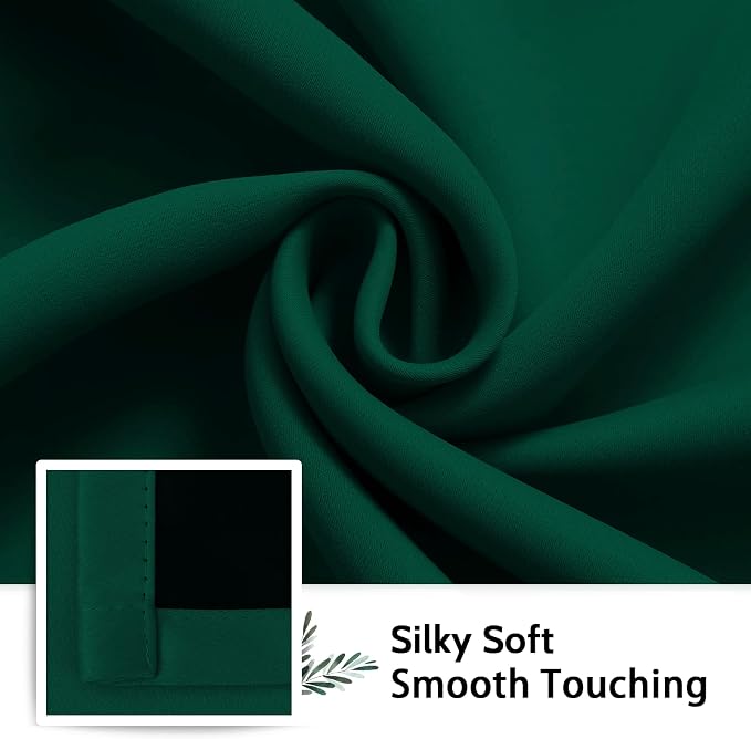 SimpleHome Dark Green 100% Blackout Curtains Room Darkening Living Room 72 | - Image 7