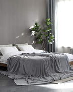 KMUSET Fleece Blanket Twin Size Grey Lightweight Throw Blanket Super Soft Cozy - Image 2