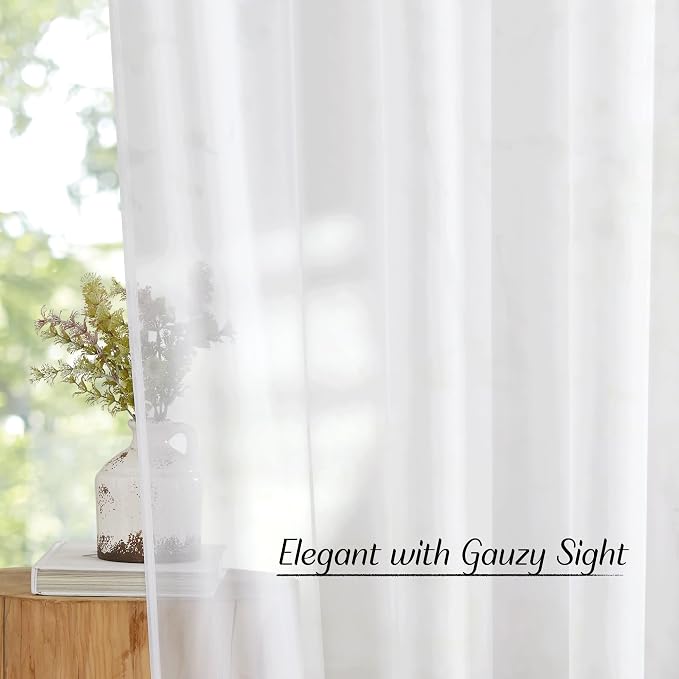 NICETOWN Sheer White Sliding Door Curtains - Image 5