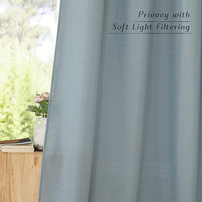 NICETOWN Thick Linen Stone Blue Curtains - Image 5