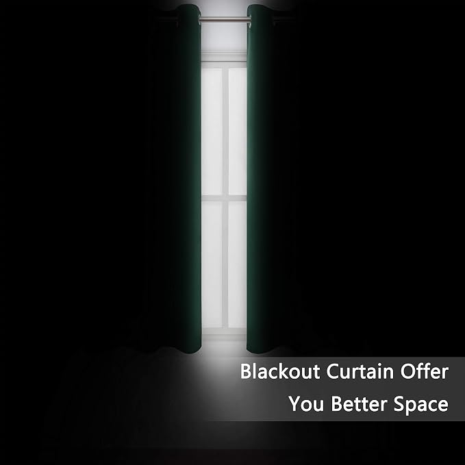 Dark Green Bedroom Blackout Curtains/38 x 54 Inch Long/Set of 2 Curtain - Image 3