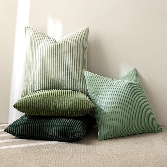 MIULEE Soft Corduroy Decorative Throw Pillow Covers Forest Green 20x20 | Set of - Image 5