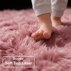 Amdrebio Blush Pink Circle Furry Area Rug 5Ft - Image 4