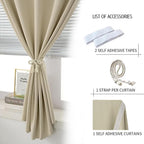 Thermal Blackout Curtains with Self Adhesive Tape No Rod No Drill Easy Install - Image 2