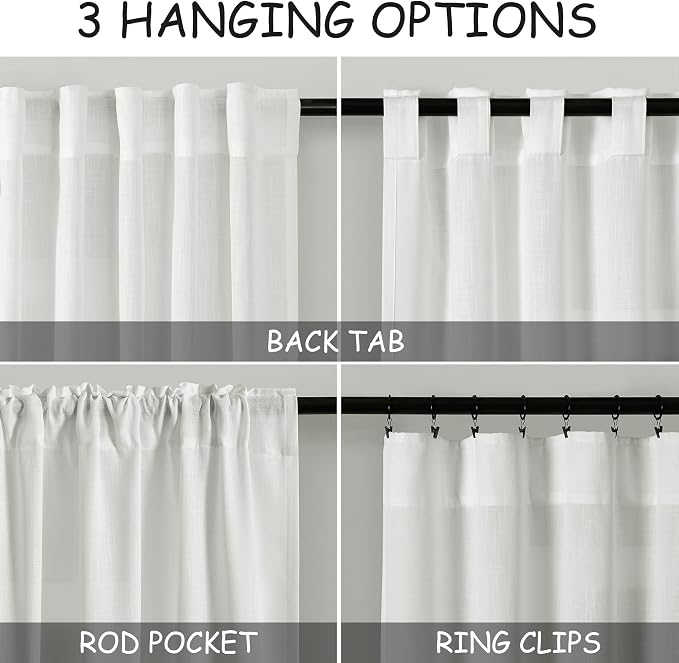Off White Linen Curtains 90 Inches Long - Image 2