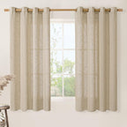 Linen Blended Window Curtains 63 inch Length by LAMIT