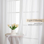 Sheer White Curtains for Bedroom Living Room 90 Inches Long 2 Panels Set - Image 2