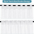 RYB HOME Extra Long White Sheer Curtains - Image 2