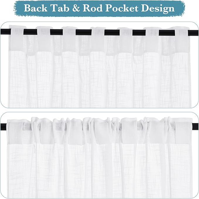 RYB HOME Extra Long White Sheer Curtains - Image 2