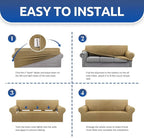 Stretch Couch Covers for Sofa, 3 Cushion Couch Slipcover, Tan | 1-Piece - Image 6