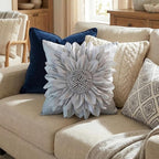 Grey Accent 3D Flower Decorative Throw Pillow Covers - Image 2